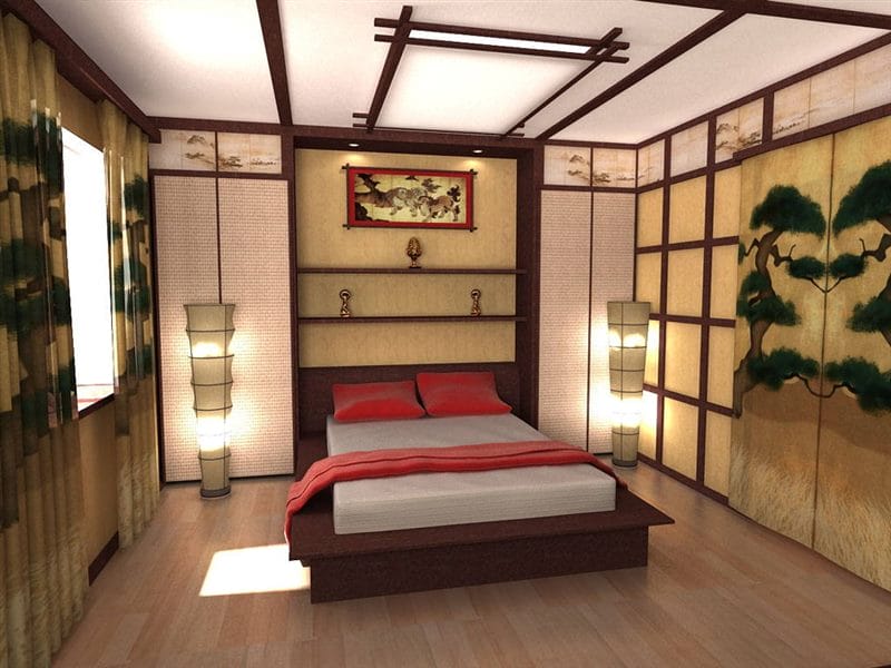 Спальня в японском стиле — фото лучших идей для оформления комфортной атмосферы релакса в спальне #40