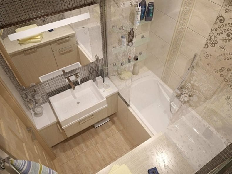Ванная комната в хрущевке — фото лучших идей грамотного оформления интерьера ванной #8