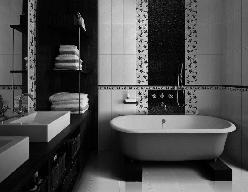 Черная ванная — фото как оформить стильный дизайн темного цвета для ванной комнтаы #64