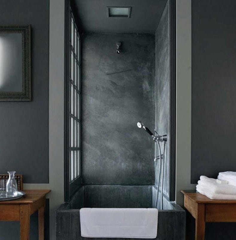 Черная ванная — фото как оформить стильный дизайн темного цвета для ванной комнтаы #65