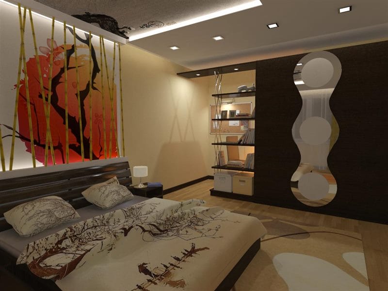 Спальня в японском стиле — фото лучших идей для оформления комфортной атмосферы релакса в спальне #12