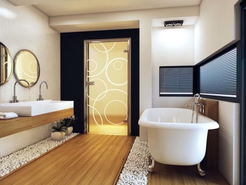 Двери для ванной — фото обзор, виды, характеристики, идеи правильно сочетания в интерьере #12