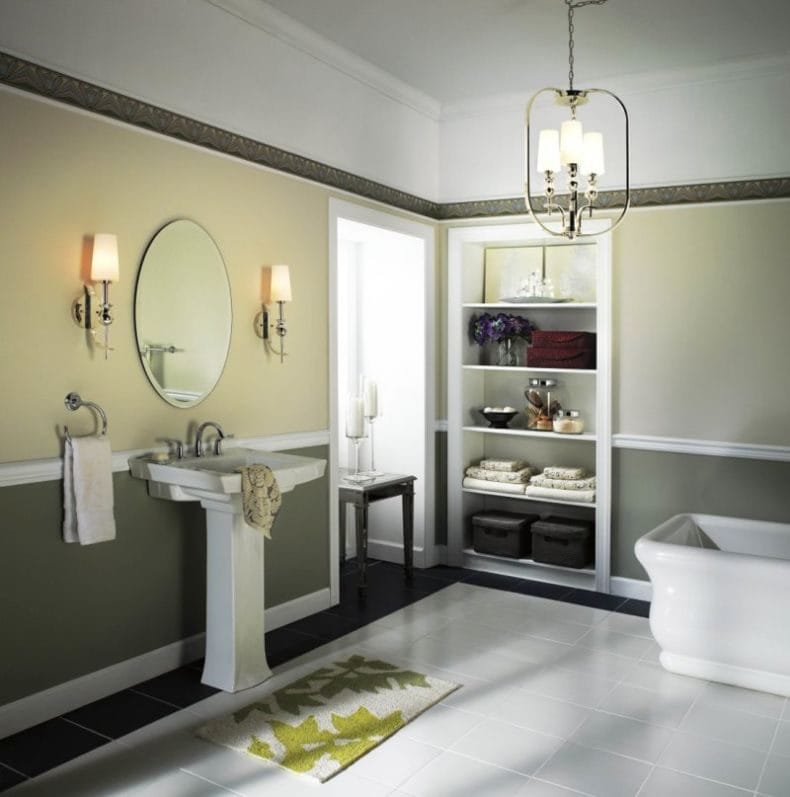 Светильники для ванной комнаты — фото модных тенденций яркого освещения в ванной #53