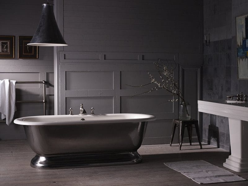 Черная ванная — фото как оформить стильный дизайн темного цвета для ванной комнтаы #68