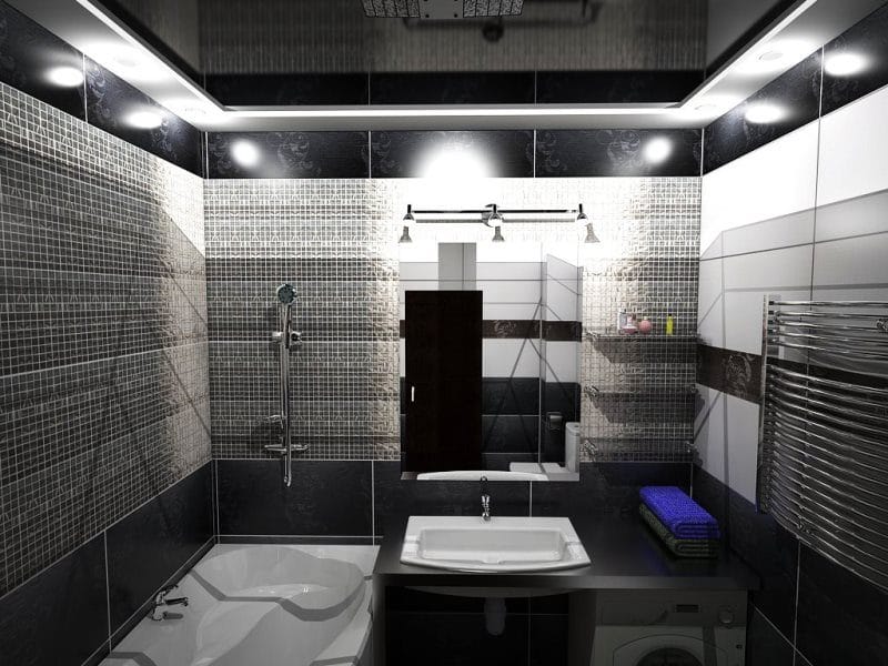 Черная ванная — фото как оформить стильный дизайн темного цвета для ванной комнтаы #12
