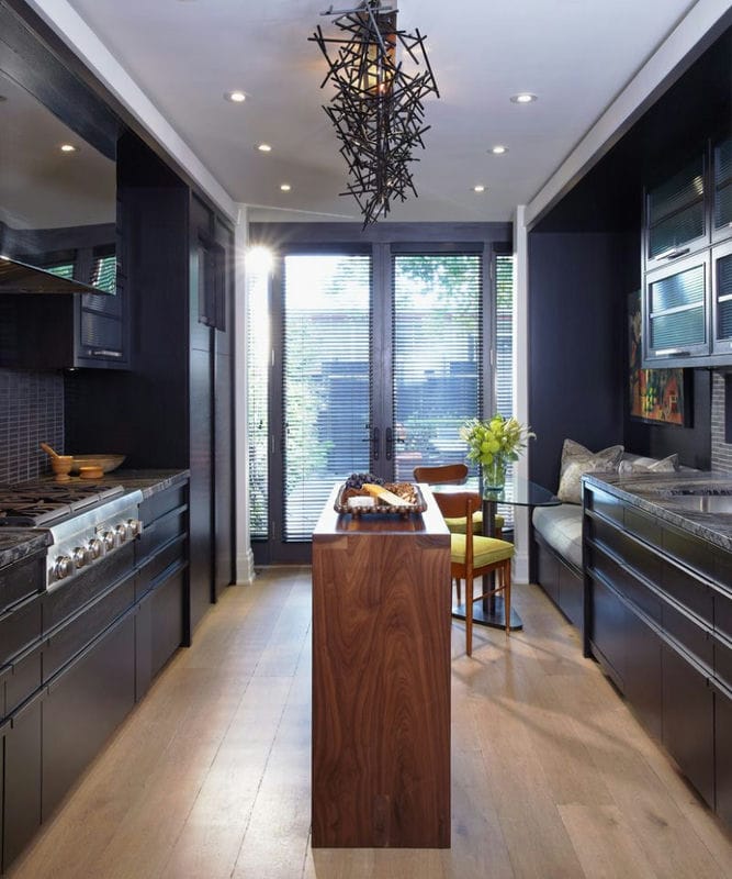 Дизайн узкой кухни — обзор лучших дизайнерских решений для узкой кухни (88 фото) #14