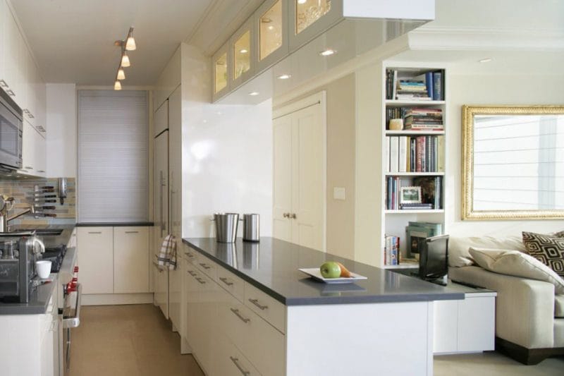 Дизайн узкой кухни — обзор лучших дизайнерских решений для узкой кухни (88 фото) #7