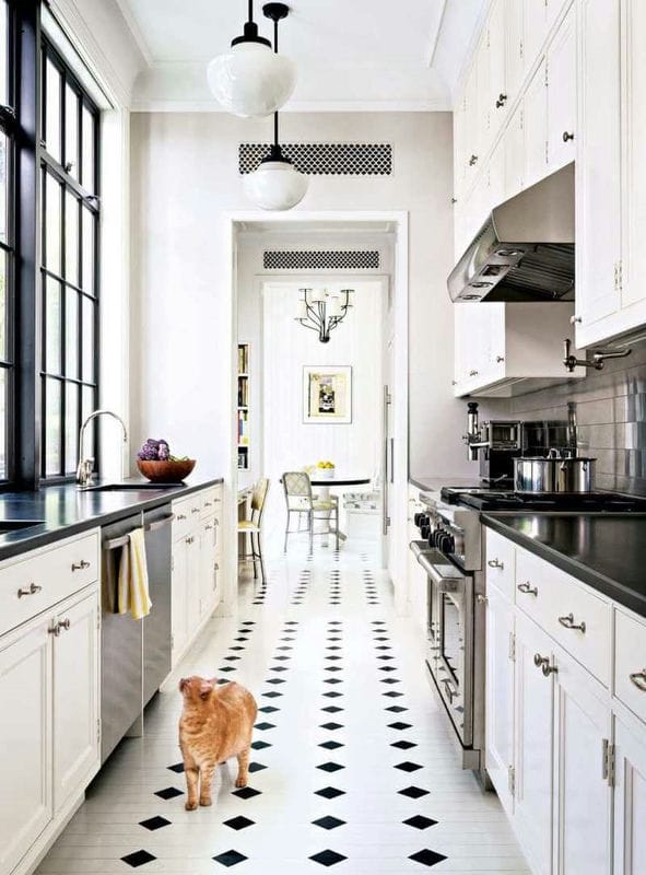 Дизайн узкой кухни — обзор лучших дизайнерских решений для узкой кухни (88 фото) #61