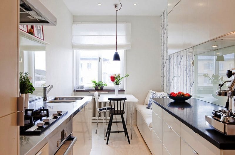 Дизайн узкой кухни — обзор лучших дизайнерских решений для узкой кухни (88 фото) #9