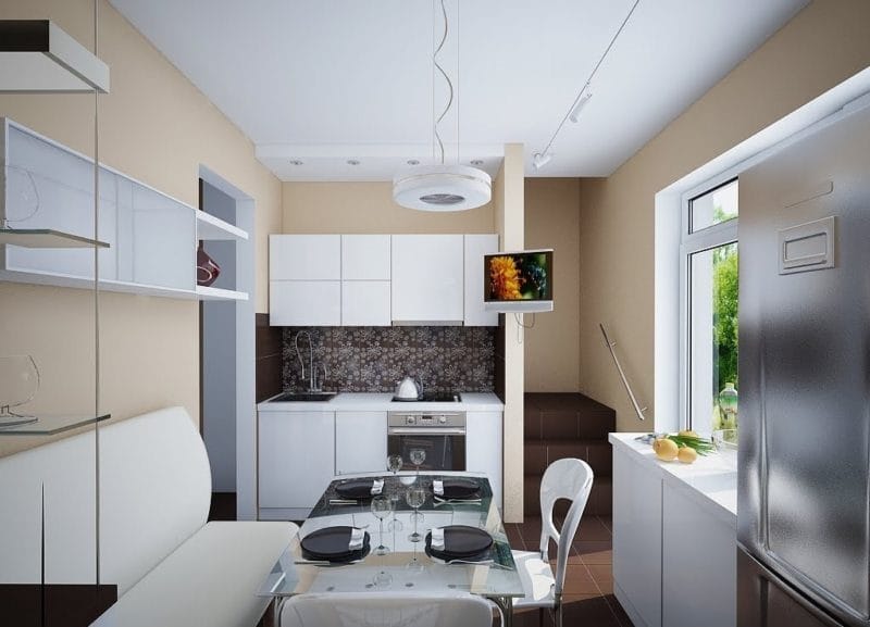 Дизайн узкой кухни — обзор лучших дизайнерских решений для узкой кухни (88 фото) #18