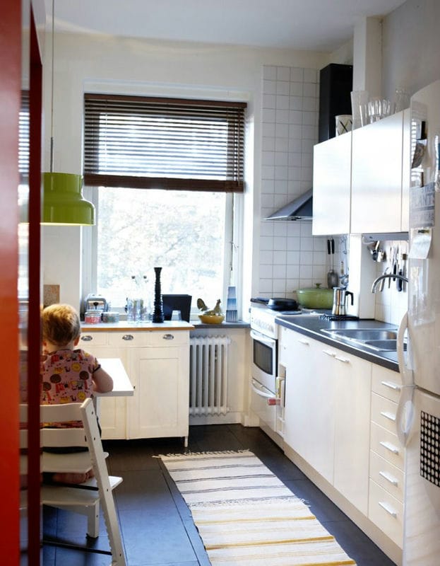 Дизайн узкой кухни — обзор лучших дизайнерских решений для узкой кухни (88 фото) #57
