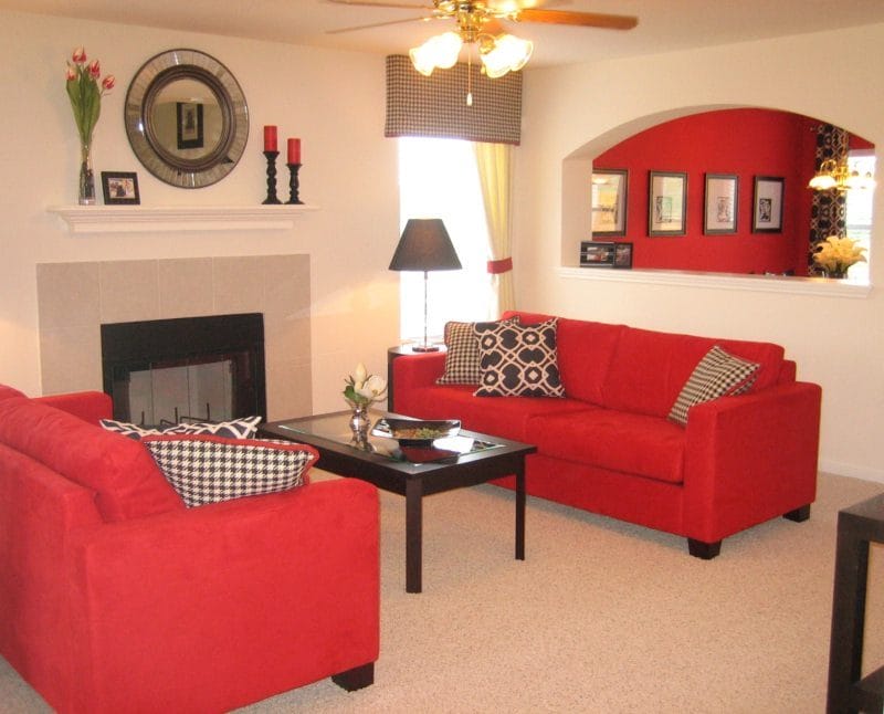 Красная гостиная — обзор вариантов шикарного дизайна гостиной в красных тонах (70 фото) #53