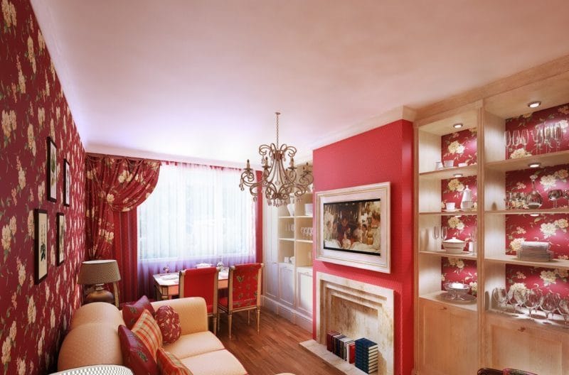 Красная гостиная — обзор вариантов шикарного дизайна гостиной в красных тонах (70 фото) #19