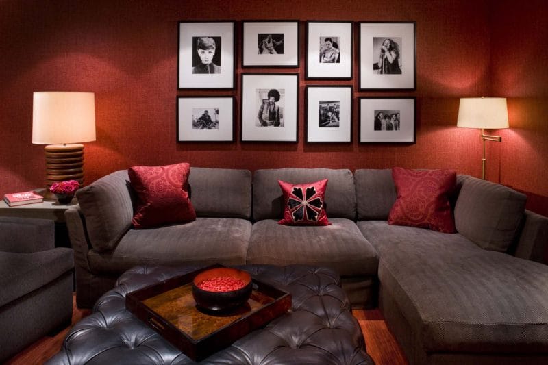 Красная гостиная — обзор вариантов шикарного дизайна гостиной в красных тонах (70 фото) #20