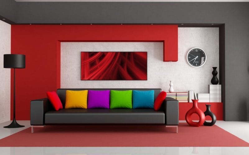 Красная гостиная — обзор вариантов шикарного дизайна гостиной в красных тонах (70 фото) #56