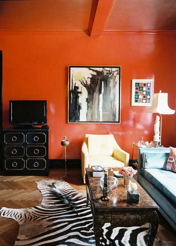Красная гостиная — обзор вариантов шикарного дизайна гостиной в красных тонах (70 фото) #23