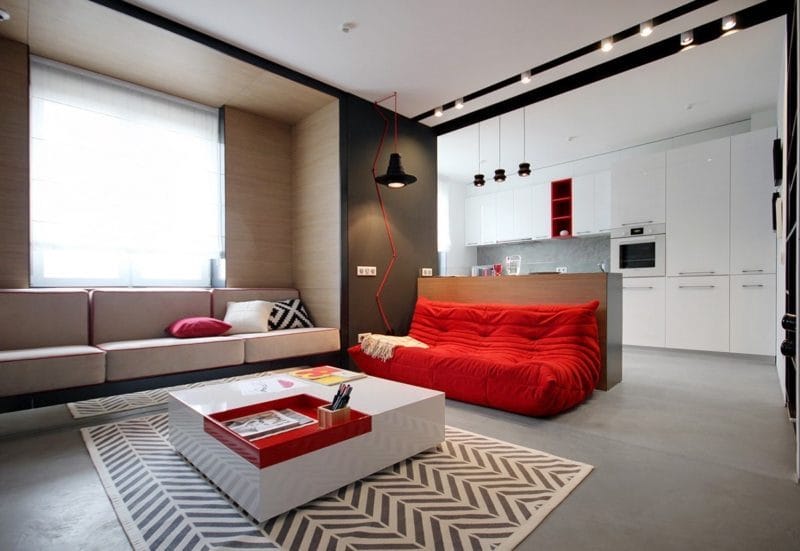 Красная гостиная — обзор вариантов шикарного дизайна гостиной в красных тонах (70 фото) #32