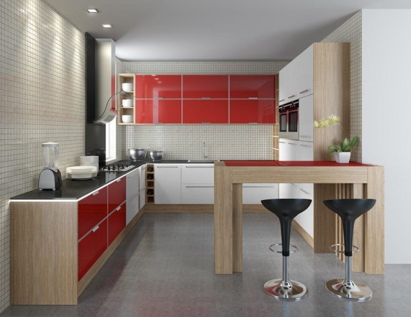 Красная кухня — как оформить яркий дизайн на кухне? 80 фото-идей! #58