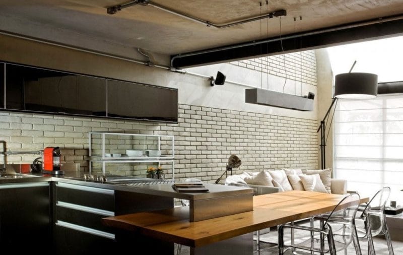 Кухня в стиле лофт — 105 фото лучших решений для интерьера #38