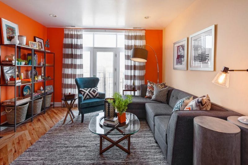 Оранжевая гостиная — варианты идеального сочетания оранжевого цвета в гостиной (70 фото) #5