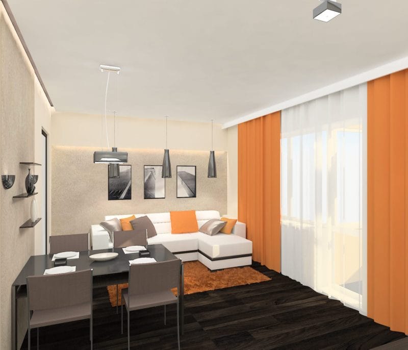 Оранжевая гостиная — варианты идеального сочетания оранжевого цвета в гостиной (70 фото) #8