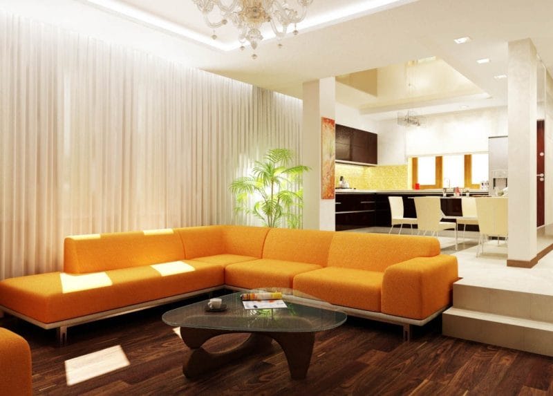 Оранжевая гостиная — варианты идеального сочетания оранжевого цвета в гостиной (70 фото) #43