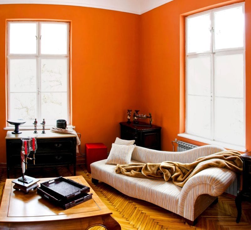 Оранжевая гостиная — варианты идеального сочетания оранжевого цвета в гостиной (70 фото) #15