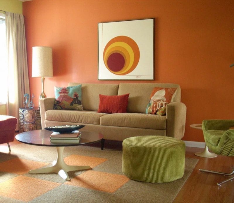 Оранжевая гостиная — варианты идеального сочетания оранжевого цвета в гостиной (70 фото) #33