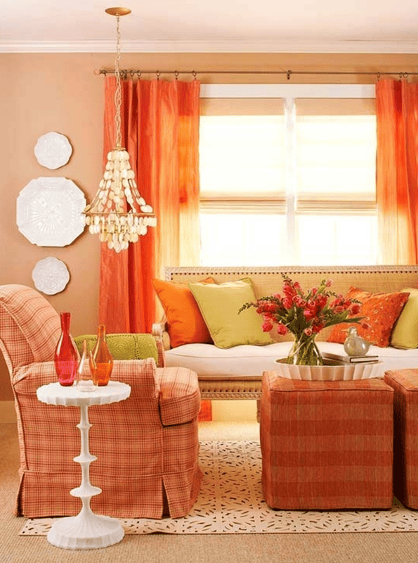 Оранжевая гостиная — варианты идеального сочетания оранжевого цвета в гостиной (70 фото) #36