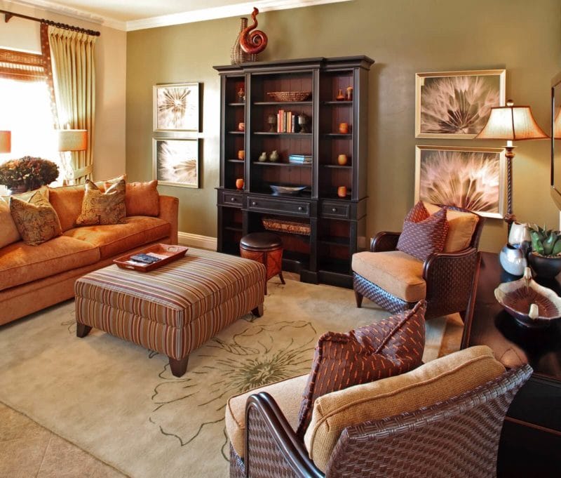 Оранжевая гостиная — варианты идеального сочетания оранжевого цвета в гостиной (70 фото) #18