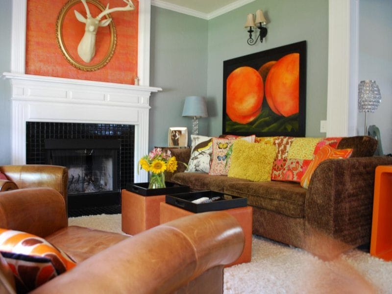 Оранжевая гостиная — варианты идеального сочетания оранжевого цвета в гостиной (70 фото) #37