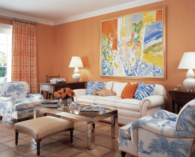 Оранжевая гостиная — варианты идеального сочетания оранжевого цвета в гостиной (70 фото) #16