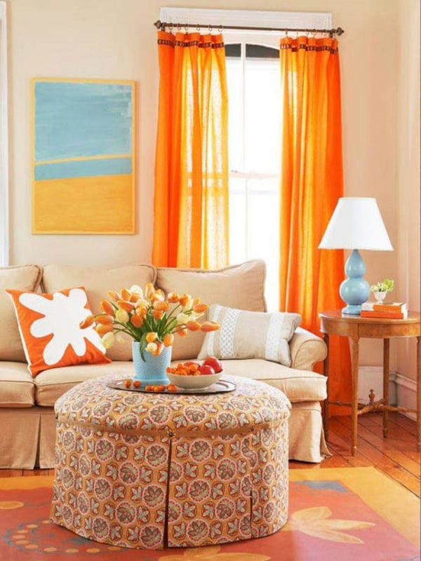 Оранжевая гостиная — варианты идеального сочетания оранжевого цвета в гостиной (70 фото) #49