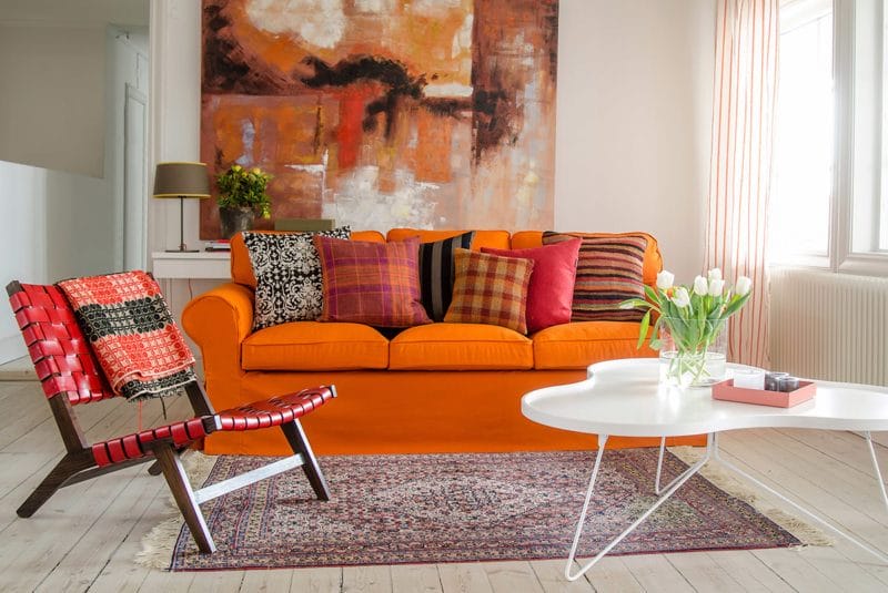 Оранжевая гостиная — варианты идеального сочетания оранжевого цвета в гостиной (70 фото) #28