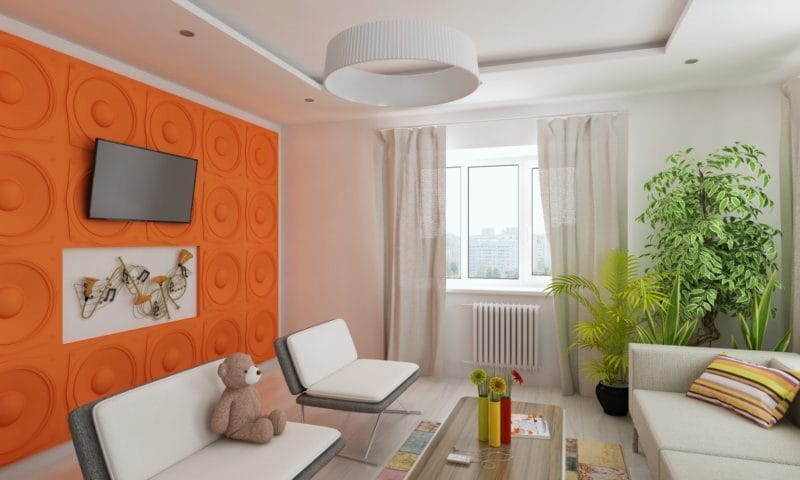 Оранжевая гостиная — варианты идеального сочетания оранжевого цвета в гостиной (70 фото) #54