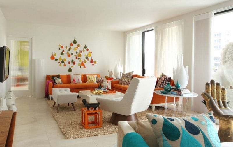 Оранжевая гостиная — варианты идеального сочетания оранжевого цвета в гостиной (70 фото) #13