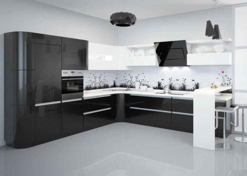 Черная кухня — строгий и нестандартный дизайн (60 фото идей) #59