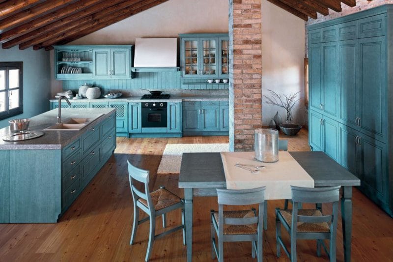 Голубая кухня — 75 фото идей кухонного интерьера с голубым оттенком! #35