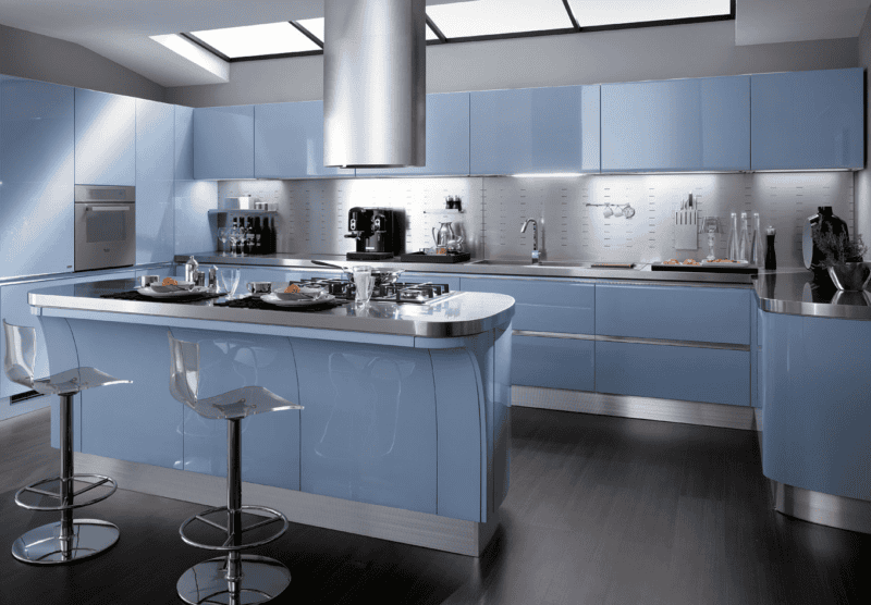 Голубая кухня — 75 фото идей кухонного интерьера с голубым оттенком! #4