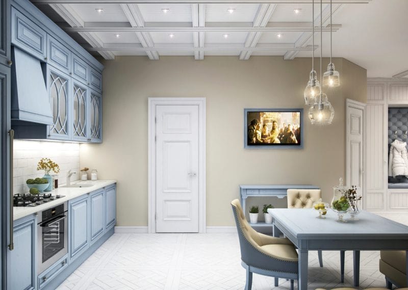 Голубая кухня — 75 фото идей кухонного интерьера с голубым оттенком! #12