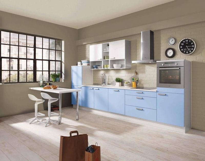 Голубая кухня — 75 фото идей кухонного интерьера с голубым оттенком! #15