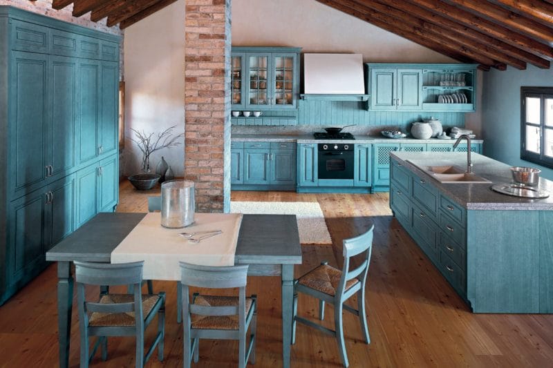 Голубая кухня — 75 фото идей кухонного интерьера с голубым оттенком! #39