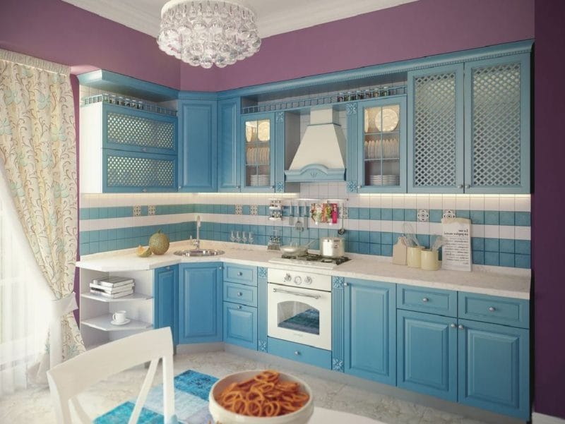 Голубая кухня — 75 фото идей кухонного интерьера с голубым оттенком! #40