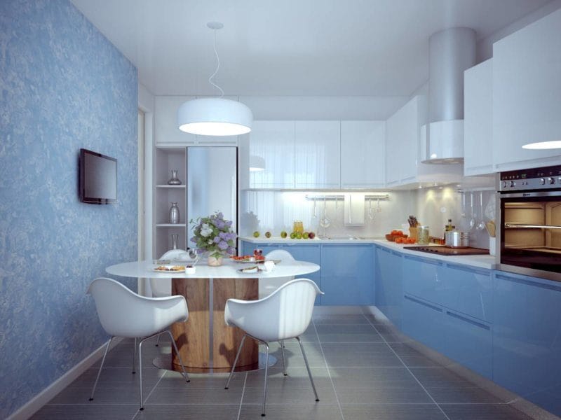 Голубая кухня — 75 фото идей кухонного интерьера с голубым оттенком! #46