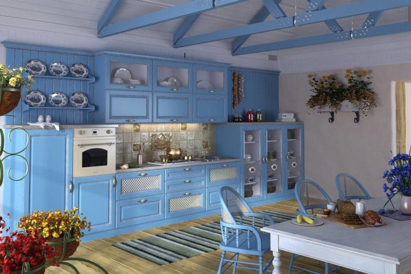 Голубая кухня — 75 фото идей кухонного интерьера с голубым оттенком! #49