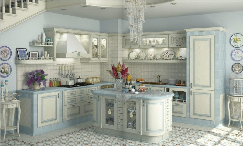 Голубая кухня — 75 фото идей кухонного интерьера с голубым оттенком! #51