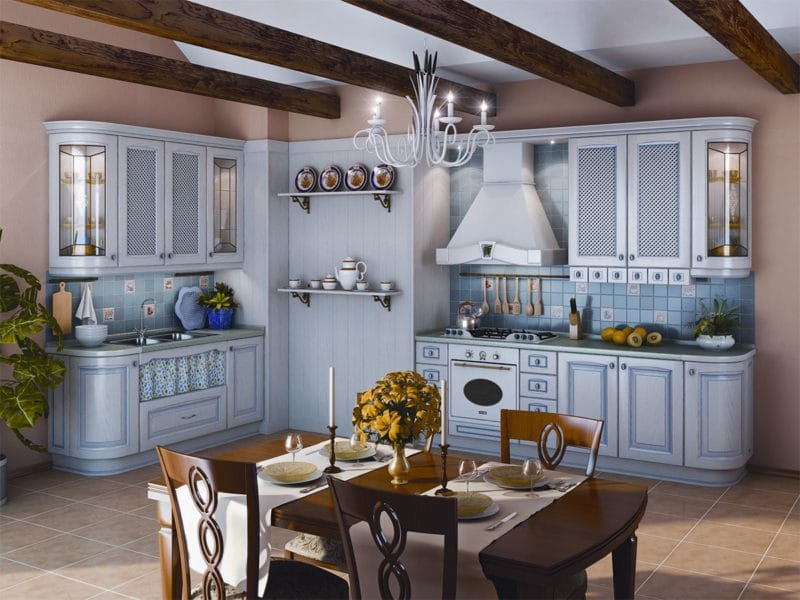 Голубая кухня — 75 фото идей кухонного интерьера с голубым оттенком! #7