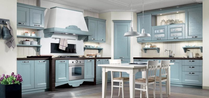 Голубая кухня — 75 фото идей кухонного интерьера с голубым оттенком! #52