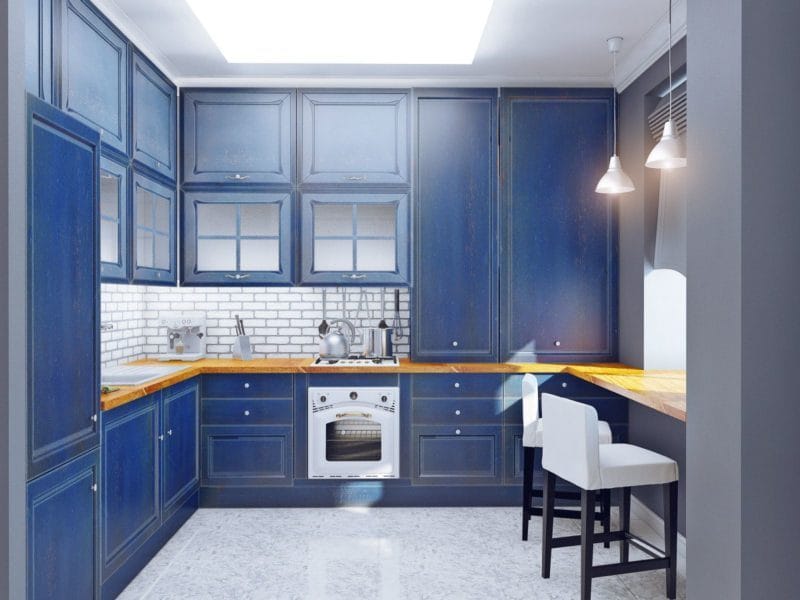 Голубая кухня — 75 фото идей кухонного интерьера с голубым оттенком! #53