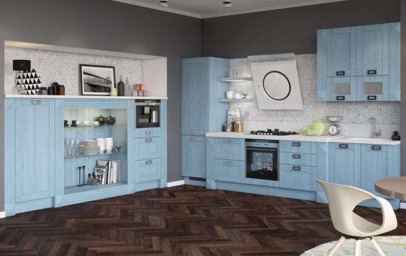 Голубая кухня — 75 фото идей кухонного интерьера с голубым оттенком! #57
